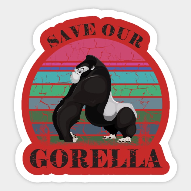 save our gorella Sticker by RedLineStore